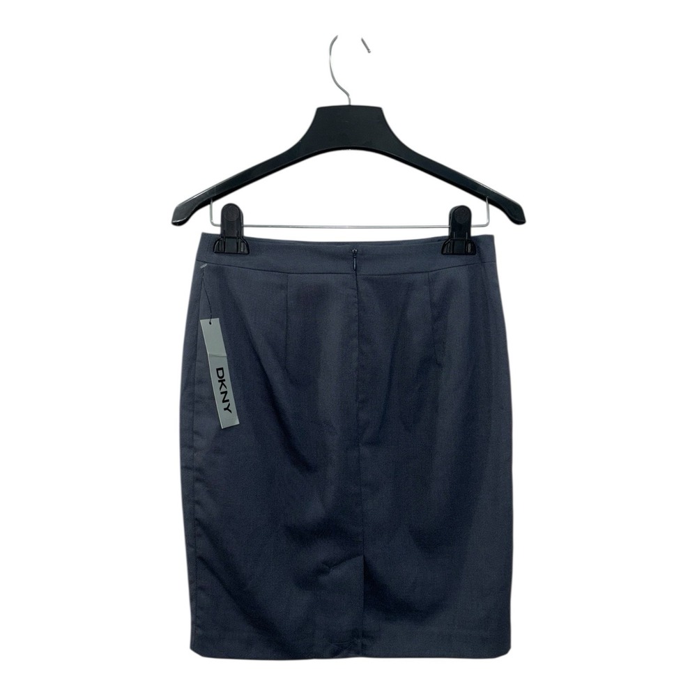 NWT DKNY Classic Dk Grey Mini Pencil Skirt Sz 0 Stretch Career Lined Zip Pockets